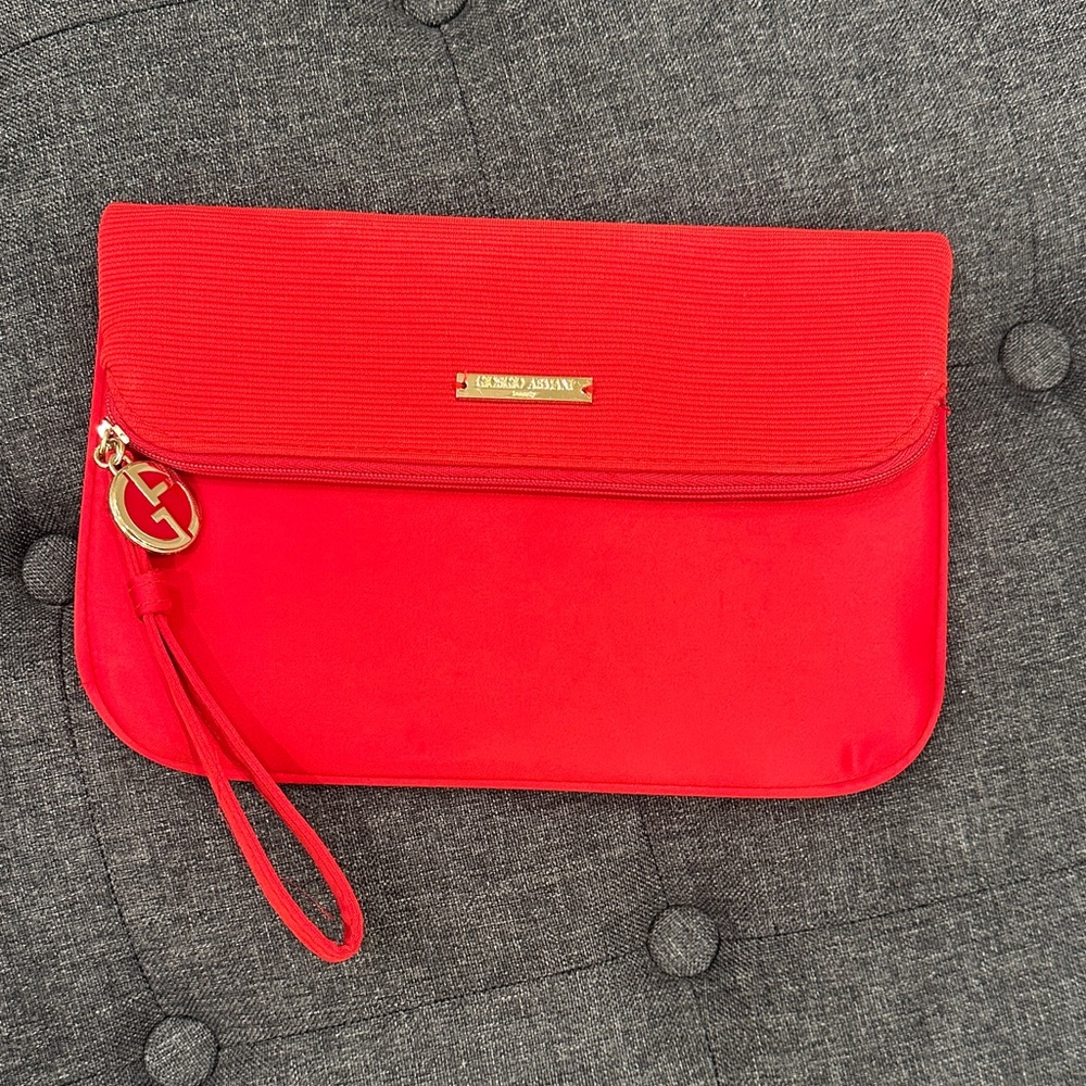 Giorgio Armani Vibrant Red Clutch with Wristlet